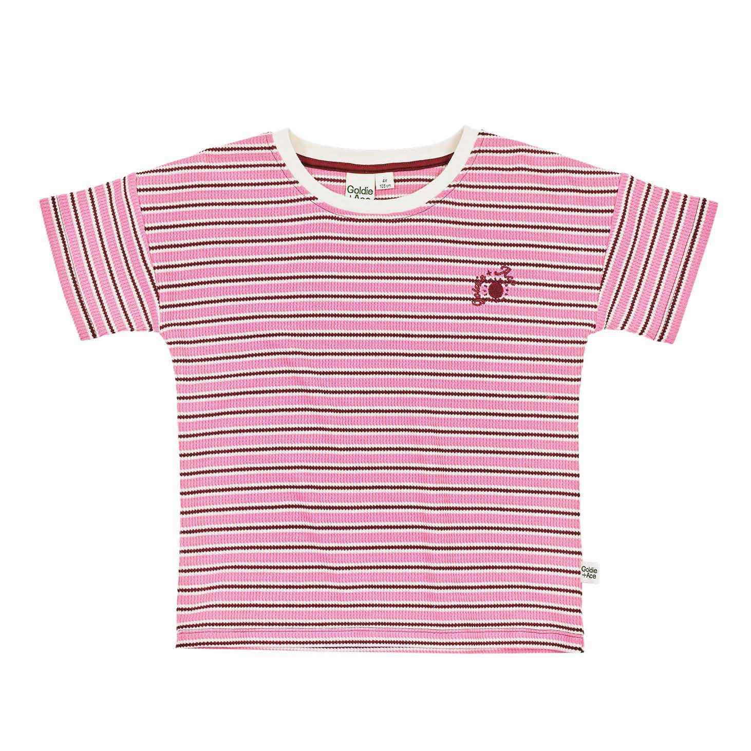 Goldie + Ace Waffle Stripe T-Shirt Pink 3-5Y